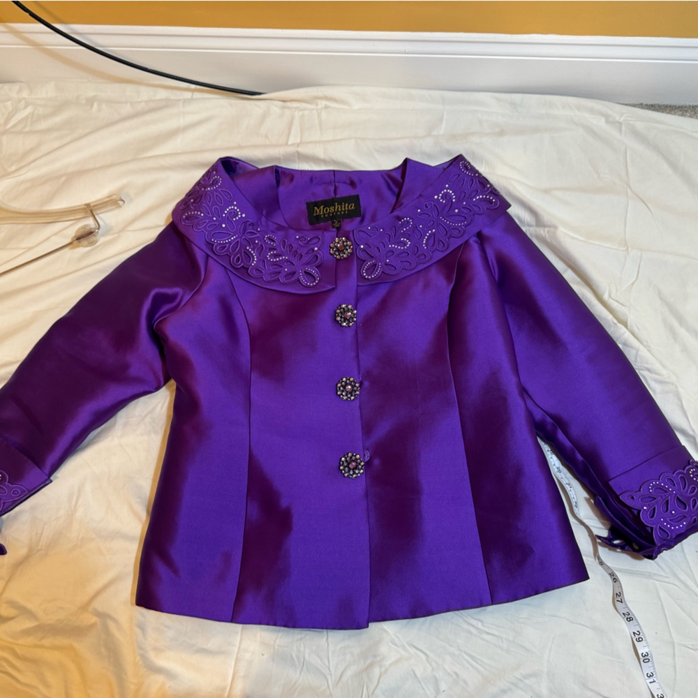 Vibrant Purple Women's Blazer with Embroidered Details